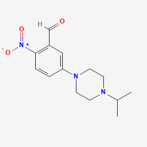 molecular formula C14H19N3O3 B8360245 5-[4-(1-Methylethyl)-1-piperazinyl]-2-nitrobenzaldehyde 