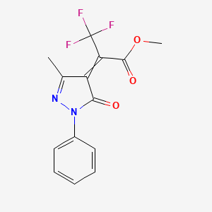 molecular formula C14H11F3N2O3 B8360256 Methyl 3,3,3-trifluoro-2-(3-methyl-5-oxo-1-phenyl-1h-pyrazol-4(5h)ylidene)propionate 