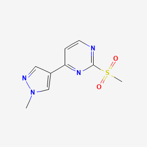 molecular formula C9H10N4O2S B8360338 2-methanesulfonyl-4-(1-methyl-1H-pyrazol-4-yl)-pyrimidine 