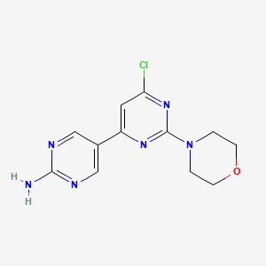 molecular formula C12H13ClN6O B8360370 5-(6-Chloro-2-morpholinopyrimidin-4-yl)pyrimidin-2-amine 