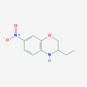 molecular formula C10H12N2O3 B8360482 3-ethyl-3,4-dihydro-7-nitro-2H-1,4-benzoxazine 