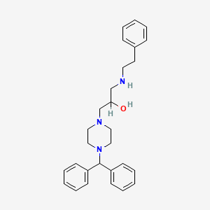 molecular formula C28H35N3O B8360517 1-Diphenylmethyl-4-(2-hydroxy-3-(2-phenylethylamino)propyl)-piperazine CAS No. 143759-60-8