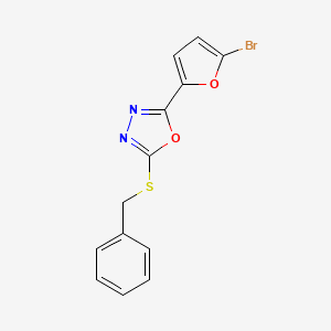 molecular formula C13H9BrN2O2S B8360591 2-Benzylsulfanyl-5-(5-bromo-furan-2-yl)-[1,3,4]oxadiazole 