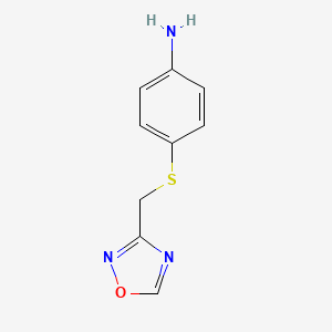 molecular formula C9H9N3OS B8360595 3-(4-Aminophenylthiomethyl)-1,2,4-oxadiazole 