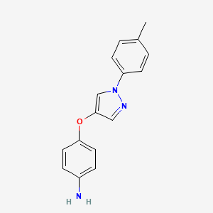 molecular formula C16H15N3O B8360654 4-(1-p-tolyl-1H-pyrazol-4-yloxy)-phenylamine 