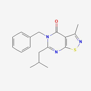 molecular formula C17H19N3OS B8360682 5-Benzyl-6-isobutyl-3-methyl-5H-isothiazolo[5,4-d]pyrimidin-4-one 