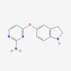 molecular formula C12H12N4O B8360699 5-(2-Amino-pyrimidin-4-yloxy)-2,3-dihydro-1H-indole 