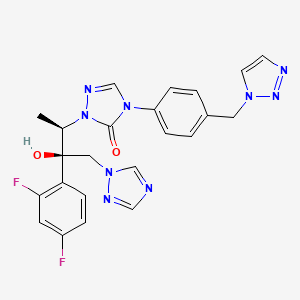molecular formula C23H21F2N9O2 B8360936 2-[(1R,2R)-2-(2,4-difluorophenyl)-2-hydroxy-1-methyl-3-(1H-1,2,4-triazol-1-yl)propyl]-4-[4-(1H-1,2,3-triazol-1-ylmethyl)-phenyl]-3(2H,4H)-1,2,4-triazolone 