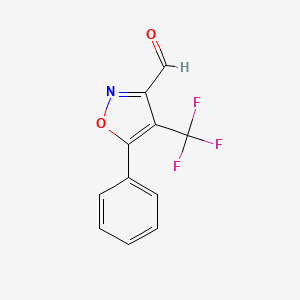 molecular formula C11H6F3NO2 B8361010 5-Phenyl-4-(trifluoromethyl)isoxazole-3-carbaldehyde 