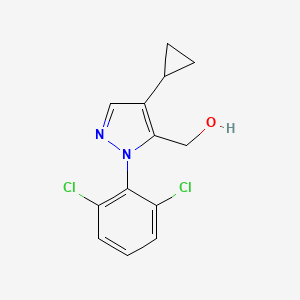 molecular formula C13H12Cl2N2O B8361159 (4-cyclopropyl-1-(2,6-dichlorophenyl)-1H-pyrazol-5-yl)methanol 