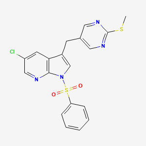 molecular formula C19H15ClN4O2S2 B8361168 1-benzenesulfonyl-5-chloro-3-(2-methylsulfanyl-pyrimidin-5-ylmethyl)-1H-pyrrolo[2,3-b]pyridine 