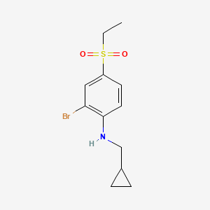 molecular formula C12H16BrNO2S B8361183 2-Bromo-N-(cyclopropylmethyl)-4-(ethylsulfonyl)aniline 