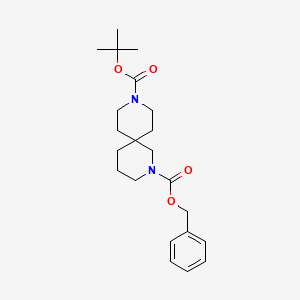 molecular formula C22H32N2O4 B8361265 O2-benzyl O9-tert-butyl 2,9-diazaspiro[5.5]undecane-2,9-dicarboxylate 