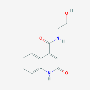 molecular formula C12H12N2O3 B8361322 4-(2-Hydroxy-1-ethylcarbamoyl)-2-hydroxyquinoline 