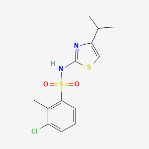 molecular formula C13H15ClN2O2S2 B8361383 3-Chloro-N-(4-isopropyl-1,3-thiazol-2-yl)-2-methylbenzenesulfonamide 