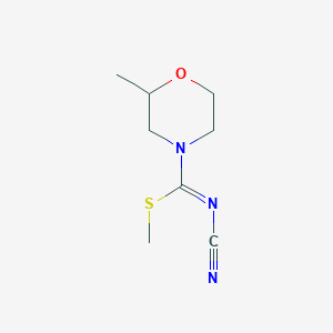 molecular formula C8H13N3OS B8361434 Methyl N-cyano-2-methylmorpholine-4-carbimidothioate 