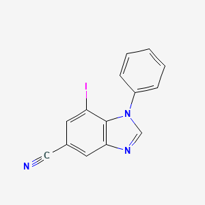 molecular formula C14H8IN3 B8361437 5-Cyano-7-iodo-1-phenylbenzimidazole 