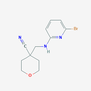 molecular formula C12H14BrN3O B8361462 4-(((6-bromopyridin-2-yl)amino)methyl)tetrahydro-2H-pyran-4-carbonitrile 