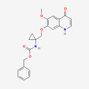 molecular formula C22H22N2O5 B8361506 1-[(4-Hydroxy-6-methoxyquinolin-7-yloxy)methyl]-n-benzyloxycarbonyl-1-aminocyclopropane 