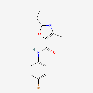 molecular formula C13H13BrN2O2 B8361567 N-(4-bromophenyl)-2-ethyl-4-methyloxazole-5-carboxamide 