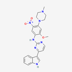 molecular formula C24H25N7O3 B8361623 4-(1H-indol-3-yl)-N-[2-methoxy-4-(4-methylpiperazin-1-yl)-5-nitrophenyl]pyrimidin-2-amine 