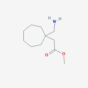 molecular formula C11H21NO2 B8361636 Methyl 1-aminomethyl-1-cycloheptane-acetate 