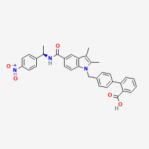 molecular formula C33H29N3O5 B8361674 4'-[(2,3-Dimethyl-5-{[(1r)-1-(4-Nitrophenyl)ethyl]carbamoyl}-1h-Indol-1-Yl)methyl]biphenyl-2-Carboxylic Acid 