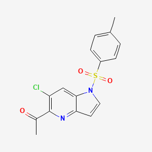 molecular formula C16H13ClN2O3S B8361737 1-(6-chloro-1-tosyl-1H-pyrrolo[3,2-b]pyridin-5-yl)ethanone 