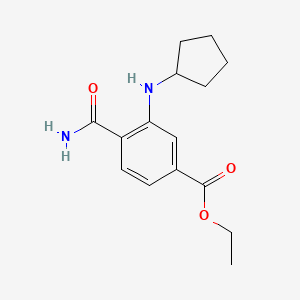 molecular formula C15H20N2O3 B8361790 Ethyl 4-(aminocarbonyl)-3-(cyclopentylamino)benzoate 