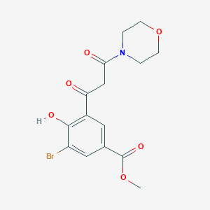 molecular formula C15H16BrNO6 B8361888 Methyl 3-bromo-4-hydroxy-5-(3-morpholino-3-oxopropanoyl)benzoate 