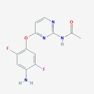 molecular formula C12H10F2N4O2 B8361924 N-[4-(4-amino-2,5-difluoro-phenoxy)-pyrimidin-2-yl]-acetamide 