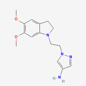 molecular formula C15H20N4O2 B8362031 1-(2-(5,6-dimethoxyindolin-1-yl)ethyl)-1H-pyrazol-4-amine 