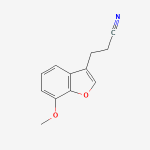 molecular formula C12H11NO2 B8362075 3-(7-Methoxybenzofuran-3-yl)-propionitrile 