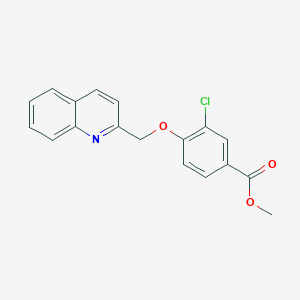 molecular formula C18H14ClNO3 B8362091 3-Chloro-4-(quinolin-2-ylmethoxy)-benzoic acid methyl ester 