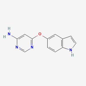 molecular formula C12H10N4O B8362105 5-(6-Amino-pyrimidin-4-yloxy)-1H-indole 
