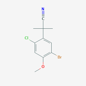 molecular formula C11H11BrClNO B8362113 2-(5-Bromo-2-chloro-4-methoxy-phenyl)-2-methyl-propionitrile 
