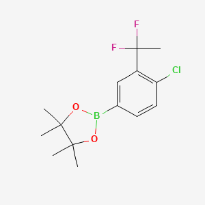 molecular formula C14H18BClF2O2 B8362138 2-[4-Chloro-3-(1,1-difluoro-ethyl)-phenyl]-4,4,5,5-tetramethyl-[1,3,2]dioxaborolane 