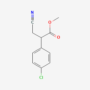 molecular formula C11H10ClNO2 B8362178 Methyl-2-(4-chlorophenyl)-3-cyanopropanoate 