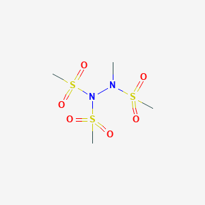 molecular formula C4H12N2O6S3 B8362185 1-Methyl-1,2,2-tris(methylsulfonyl)hydrazine 