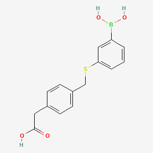 molecular formula C15H15BO4S B8362226 3-(4-Carboxymethyl-benzylsulfanyl)phenylboronic acid CAS No. 854778-54-4