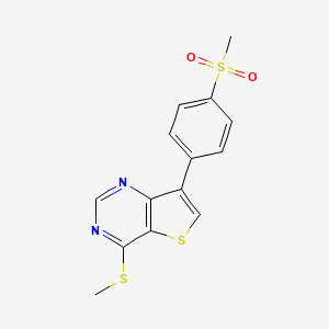 molecular formula C14H12N2O2S3 B8362252 7-(4-Methanesulfonyl-phenyl)-4-methylsulfanylthieno[3,2-d]pyrimidine 