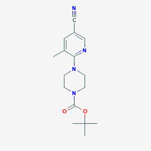 molecular formula C16H22N4O2 B8362272 4-(5-Cyano-3-methylpyridin-2-yl)piperazine-1-carboxylic acid tert-butyl ester 
