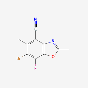 molecular formula C10H6BrFN2O B8362379 6-Bromo-7-fluoro-2,5-dimethyl-1,3-benzoxazole-4-carbonitrile 