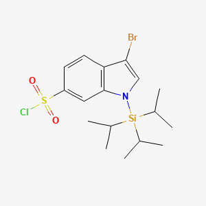 molecular formula C17H25BrClNO2SSi B8362466 3-bromo-1-(triisopropylsilyl)-1H-indole-6-sulfonyl chloride 