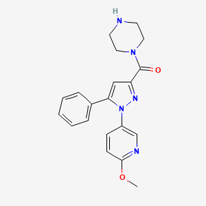 molecular formula C20H21N5O2 B8362504 1-[1-(6-Methoxy-3-pyridyl)-5-phenylpyrazole-3-carbonyl]piperazine 