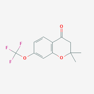 molecular formula C12H11F3O3 B8362622 2,2-Dimethyl-7-(trifluoromethoxy)chroman-4-one 