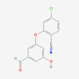 molecular formula C14H8ClNO3 B8362647 4-Chloro-2-(3-formyl-5-hydroxyphenoxy)benzonitrile 