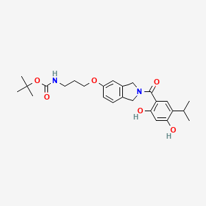 molecular formula C26H34N2O6 B8362690 {3-[2-(2,4-dihydroxy-5-isopropyl-benzoyl)-2,3-dihydro-1H-isoindol-5-yloxy]-propyl}-carbamic acid tert-butyl ester 