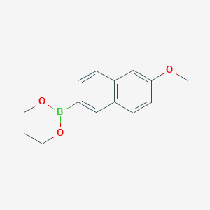 molecular formula C14H15BO3 B8362701 2-(6-Methoxy-2-naphthalenyl)-1,3,2-dioxaborinane CAS No. 722536-29-0
