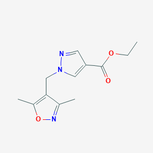 molecular formula C12H15N3O3 B8362737 Ethyl 1-((3,5-dimethylisoxazol-4-yl)methyl)-1H-pyrazole-4-carboxylate 